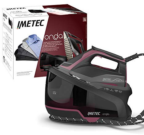 Imetec Onda P2 Ferro da Stiro Generatore di Vapore, Piastra a Onde Scorrevole Brevettata, 2400W, Colpo Vapore 300 g, Serbatoio 2,5L, 3 Filtri con Ioni di Argento, Tecnologia No Stop Vapor