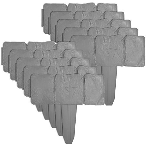 ALBERT AUSTIN 10PK Hammer in Lawn Edging Edge Garden Fence - Stone Effect Panels
