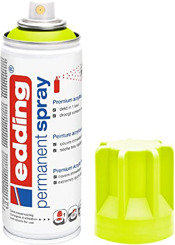 edding 5200-965 - Spray Permanente de Pintura Acrílica - 200 ml - Amarillo Neón Mate