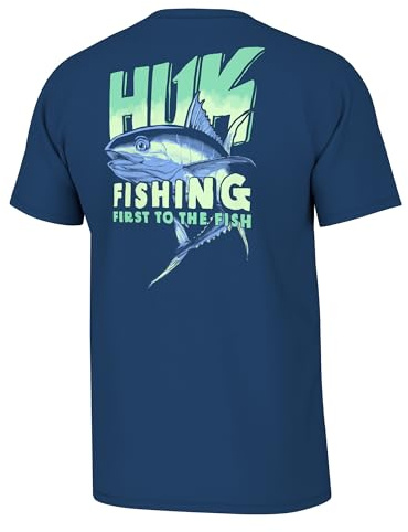 HUK Mens Fishing Graphic Tee, Performance Short Sleeve, Quick-Dry, First Tuna - Set Sail, XX-Large