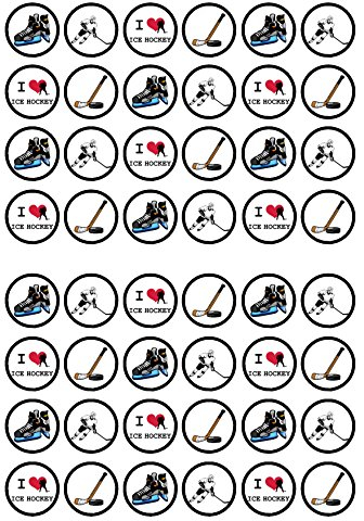 PRECUT Ice Hockey Cupcake Toppers, Winter Sports Theme Mini Edible Cake Decorations, Skating Rink Party, Hockey-Puck Topper, 24 x 1.18 Inch 3cm (Pack of 24)