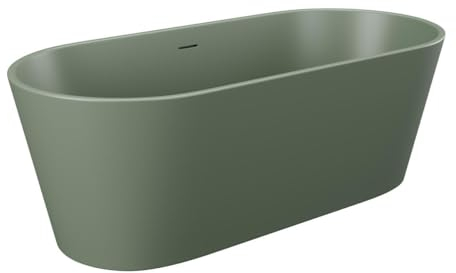 Vente-unique - Bañera exenta ovalada - 255L - 159 x 74 x 56 cm - Verde oliva mate - Acrílico - LUZECA