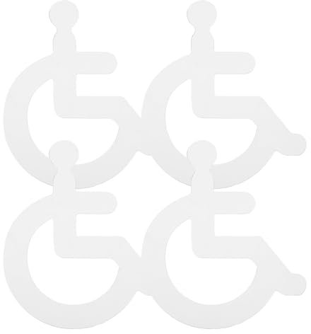 SEWACC 4pcs Wheelchair Door Signs Acrylic Handicap Sticker Decals Self Adhesive Disabled Toilet Sign for Restroom Washroom Silver