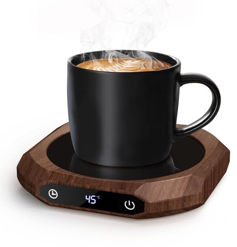 MQUPIN Mug Warmer, Coffee Warmer for Desk with 3 Temperature Settings (55℃/65℃/75℃), Cup Warmer for Tea, Milk with 1-9H Auto-Off, Coffee, Tea and Milk Warmer for Office Home Desk Use(Brown)
