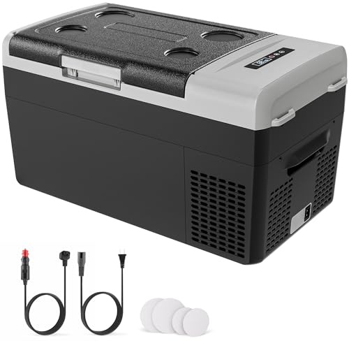 EKOJUCE 12 Volt Refrigerator, 32QT(30L) Compressor Electric Cooler, 12V fridge -4℉-68℉, Car Refrigerator 12/24V DC & 100-240V AC for Camping, Fishing, Travel, Home