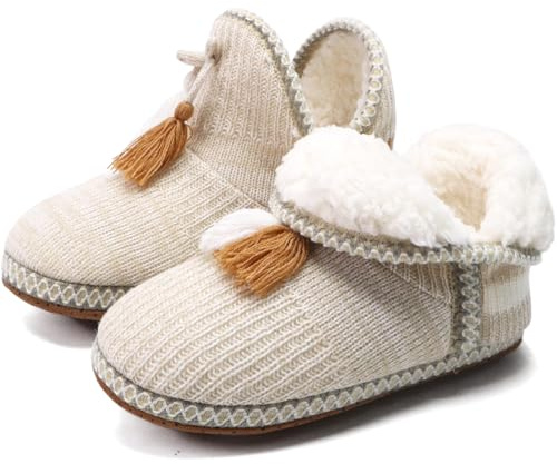 COFACE acogedora cabaña para Mujer con pompón Calientes gestrickte Zapatillas Maletero TPR Plantillas innengefüllt Zapato en 5 Colores