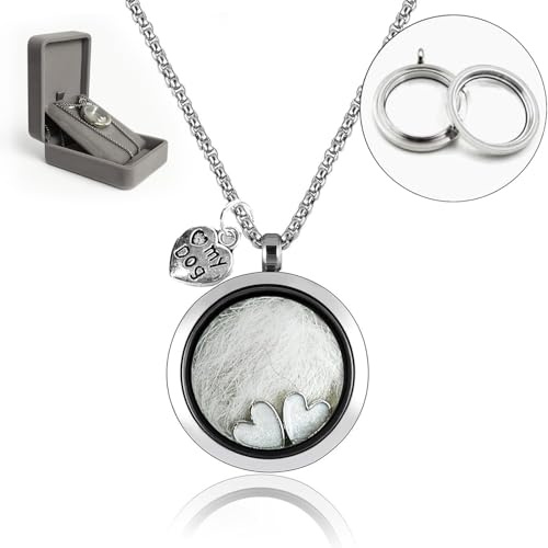 Glad Gua Pet Fur Memorial Necklace, Cat Hair Ashes Keepsake, Small Pet Urn Pendant Vial Necklace For Ashes, Dog Fur Memorial Jewellery For Women, Memory Locket Gift