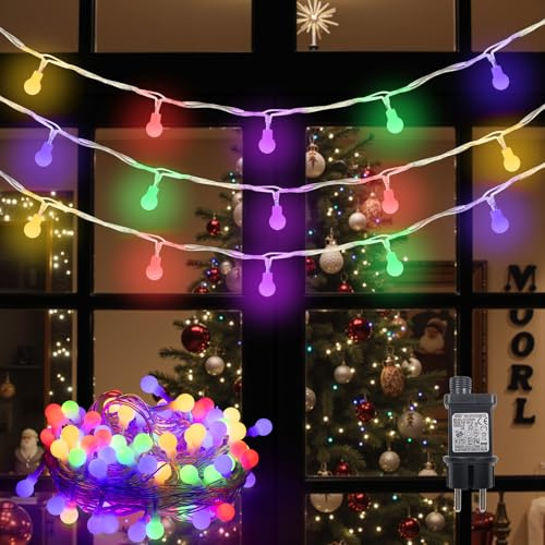 LEDYA Guirlande Lumineuse à Boules, Multicolore, 12 m, 120 LED, Guirlande de Fête avec Prise pour Intérieur et Extérieur, 8 Modes Lumineux avec Minuteur et Mémoire