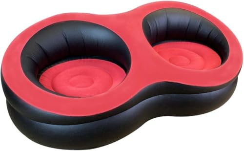 Trendi Inflatable Sofa Chair | Soft Suede Top | Ideal for Living Room, Gaming, Dorms, Camping & Outdoor Use | For Adult & Kids| Black/Red (Double Inflatable Sofa)