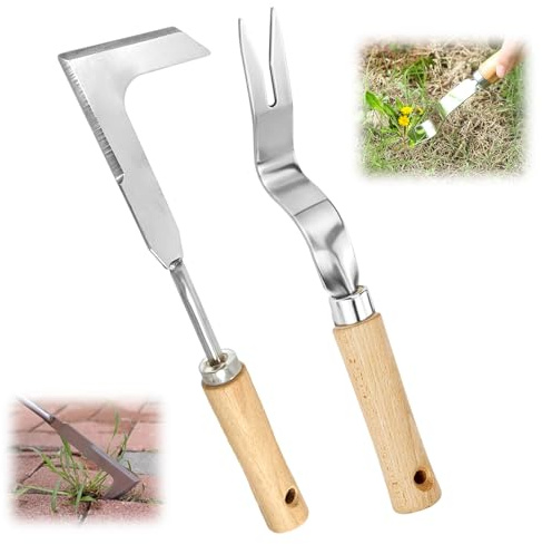2 Pezzi Estirpatore Erbacce Manuale, Strumento per rimuovere le erbacce Estirpatore Erbacce da Giardino Per Patio E Giardino, Crepe E Vialetti, Rimozione Di Muschio E Denti Di Leone