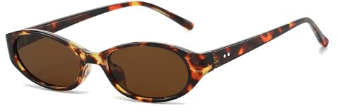 LJCZKA Occhiali da Sole Ovali Piccoli per Donna Retro Occhiali Occhi di Gatto alla Moda Anni 90 con Protezione UV400 (Tartaruga Marrone)