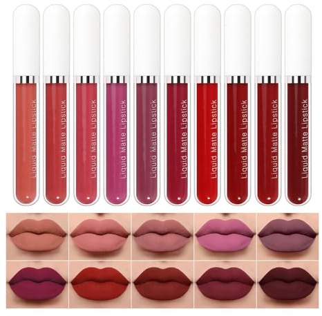 Flytande läppstift 10 stycken läppmakeup | läppstain och toning för resor för kvinnor fruar mammor resenärer brudar bröllop fester uppträdanden speciella tillfällen
