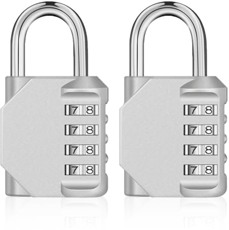 ZHEGE Combination Padlocks for Lockers, Number Padlock (Silver, 2P) | Heavty Duty Coded Padlock for Indoor and Outdoor Use, Gym Lock, School Locker, Fence Gate, Shed Lock, Weatherproof