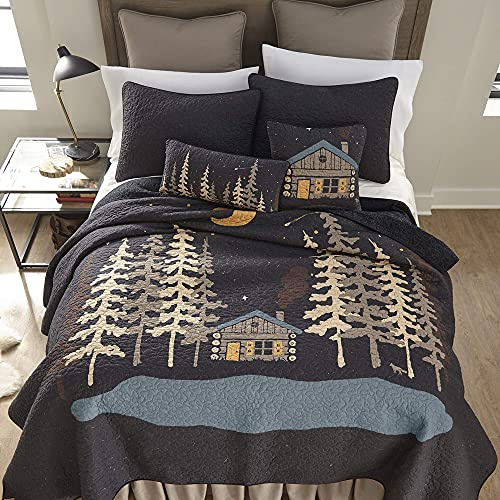 Donna Sharp King Bedding Set - 3 Piece - Moonlit Cabin Cotton Lodge Quilt Set with King Quilt and Two King Pillow Shams - Machine Washable