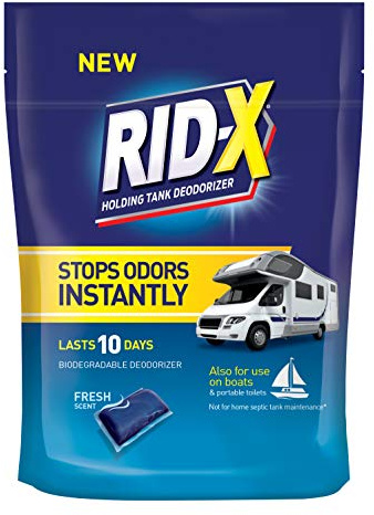 Rid-x Holding Tank Deodorizer Pacs, for Rv, Boats, Portable Toilets, Fresh Scent, 8 Count