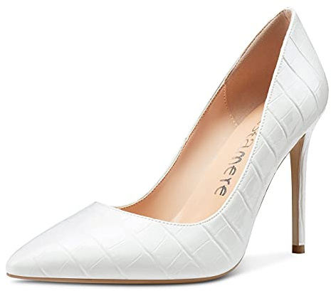 Castamere Scarpe col Tacco Donna Moda High Heels Pumps Tacco a Spillo 10CM Bianco Pietra Modello Scarpe EU 37.5