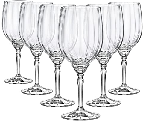 Bormioli Rocco 6X Clair 535ml Florian Verres Vin Rouge - Grand Verre Blanc Rosé Longue Tige Cocktail Faire la Fête Buvant Gobelet Ensemble-Cadeau