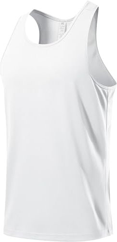 USUN Herren Kompressionsshirt Sports Tank Top Ärmelloses Funktionsshirt Laufshirt Y-Back Gym Fitness Trägershirt Herren Sport Tank Top Muskelshirt Funktionelle Quick-Dry Gym Shirt(White-S)