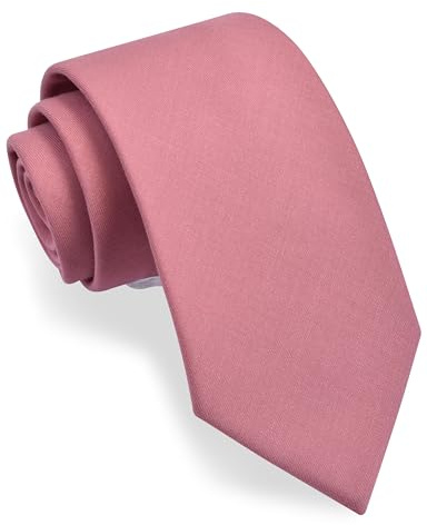 GUSLESON Mens Dusty Rose Tie for Wedding Solid Tartan Woven TR Material Blush Pink Tie (1032-19)