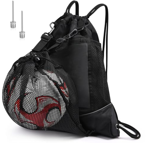 AMFUN Sacs à Dos de Football de Grande Capacité, Sac à Dos de Football avec Sac en Filet Amovible, Sac Filet de Ballon pour Le Stade Le Volley, ave Les Aiguilles à 2 Boules