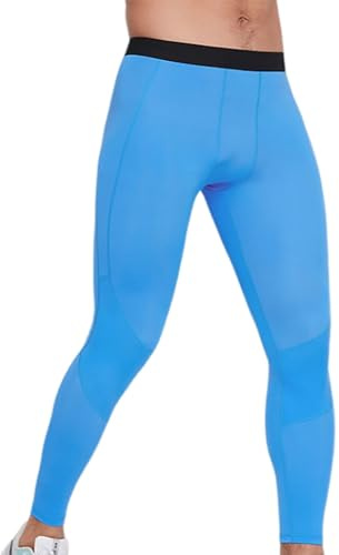 BreakEgg Collants de compression pour homme - Pantalon de yoga pour la course à pied, le yoga et l'entraînement - Legging de sport pour homme, bleu ciel, Taille M