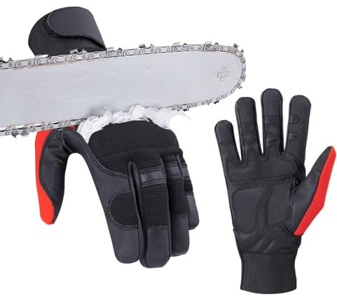 SAFTA Chainsaw Gloves, Cut Resistant Glove with 17-Layer Protection on Left hand, Safety Forestry Work Gloves, Thorn proof Gardening Glove. (L)