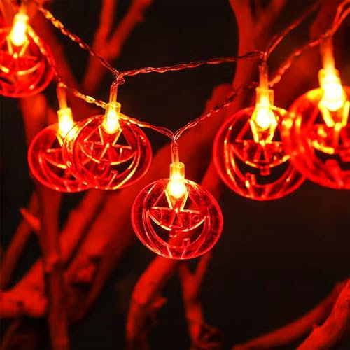 XVZ Halloween Kürbis Lichterkette mit Timer - 3m 20LED Batteriebetrieben Lichterkette für Erntedankfest & Herbst Deko - Gelber Kürbis