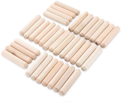 KGDUYC Assortiment de Chevilles en Bois - 120 pcs Chevilles en Goujon Bois Coniques Rainurées M6 M8 M10 pour Fraisage, Rainurage, Artisanat, Bricolage, Travail du Bois, Travaux de Menuiserie,4 tailles