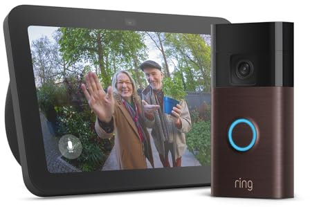 Echo Show 8 | Charcoal + New Ring Battery Video Doorbell (2024 release) | Venetian Bronze, with Alexa+ Early Access