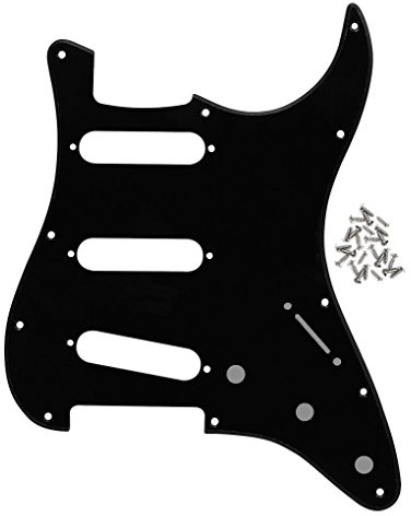 FLEOR 11 Hole SSS Pickguard Scratchplate for USA/Mexican Made Standard Modern ST Style Electric Guitar Replacement,Black 1ply