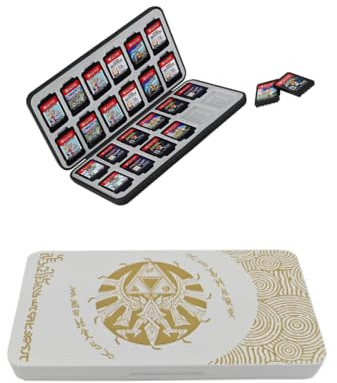 WhiteStone4All hockproof Shell Switch Game Card Case Compatible with Nintendo Switch, Switch Lite & OLED –48-Slot Storage Holder for 24 Game Cartridges & 24 Micro SD Cards, Magnetic Closure, S