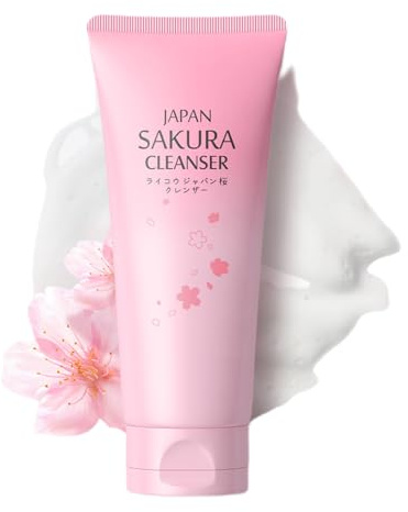 Sakura Face Wash, crema detergente idratante in schiuma, idratante e idratante, detergente vegano per il viso, struccante, olio per la pulizia profonda, ipoallergenico, senza profumo per tutti i tipi