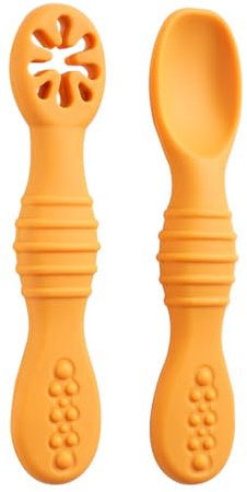 Lot de 6 Cuillères D'apprentissage pour Enfants et Bébé, Cuillère D'alimentation, Cuillères en Silicone pour Bébé, Ustensiles d'Alimentation Autonomes 6+ Mois, Sans BPA