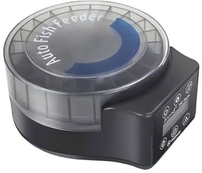 Gissroys Distributore di cibo da 140 ml per pesci d'acquario con timer per una comoda alimentazione in serbatoi. Alimentato a batteria con grande capacità