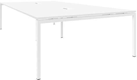 Weber Büroleben GmbH NOVA Konferenztisch 320x164cm Weiß mit ELEKTRIFIZIERUNG Besprechungstisch Tisch, Gestellfarbe:Weiß