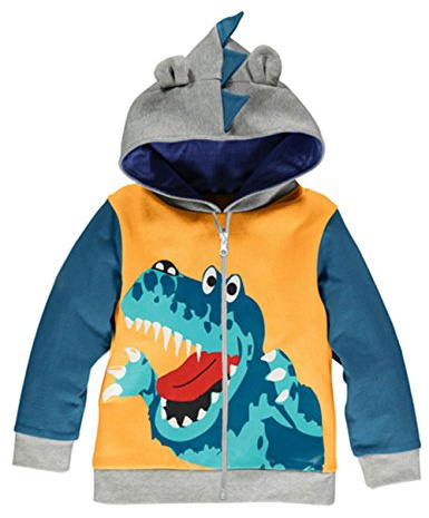 LitBud Bimbo Ragazzi Bambini Felpe con Cappuccio per Bambini Dinosauro dei Cartoni Animati Jurassic World Park Cerniera Natale Giacca Autunno Cappotto 3-4 Anni 4T Regalo di Ringraziamento