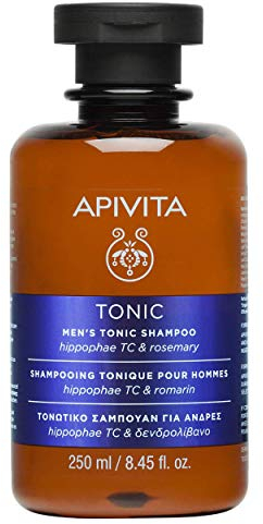 Apivita Shampoing Tonique pour Hommes 250ml - Contre la Chute de Cheveux - Complexe Breveté d'Hippophae, de Laurier et De Propolis - Favorise Une Croissance Capillaire Saine & des Cheveux Renforcés