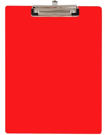 Eduway skriv- och examensbräda/läpptavla med baksida whiteboard skrivyta – lätt MDF | slitstark klämma för kontor, skola, hem, högskola, butik – röd (storlek 24 x 34 cm)