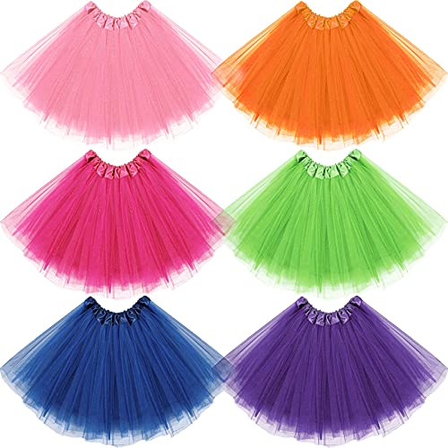 Eurzom 6 Pack Halloween Tutu Skirts for Women, 4 Layers, Vibrant Colors