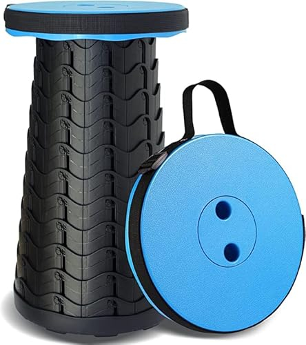 Anoudon Tragbarer Klapphocker Max Tragfähigkeit 180kg Camping Hocker Teleskophocker Klapphocker (blau)