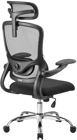 Ximstar Sedia da Ufficio Ergonomica, Sedia de Scrivania con Supporto Lombare,3D Braccioli e Poggiatesta, Rotelle Silenziosa, Altezza Regolabile Carico. 150 kg, Nero