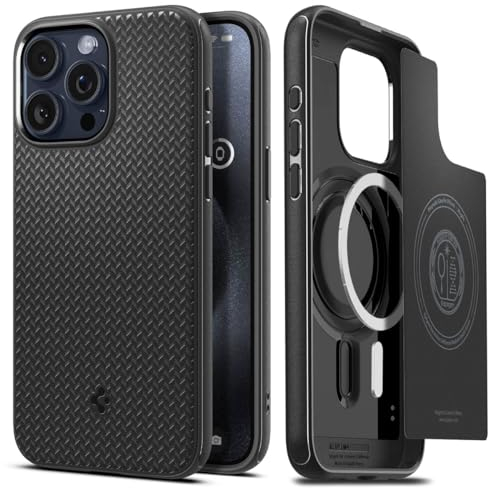 Spigen Hülle für iPhone 15 Pro Mag Armor MagFit Kompatibel mit MagSafe -Matte Black