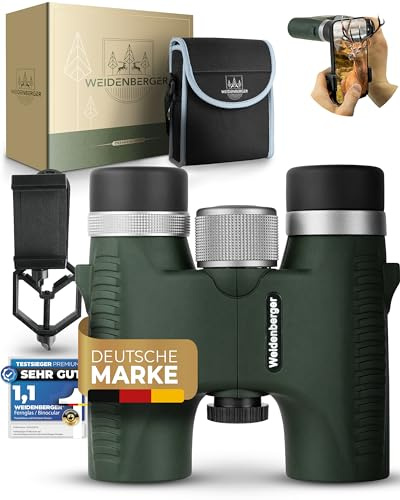 Weidenberger Fernglas 10x26, [TESTSIEGER] Magnesium mit Nitrogenfüllung und wasserdicht, Fernglas für Erwachsene, BAK4 HD Prisma + FMC Objektiv, auch Brillenträger geeignet (Grün, 10x26)
