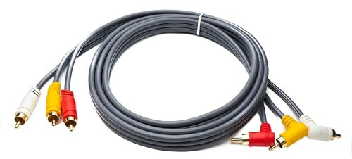 System-S Cinch RCA Kabel 180 cm Stecker zu Stecker 3 AV Komponente Winkel Adapter in Schwarz