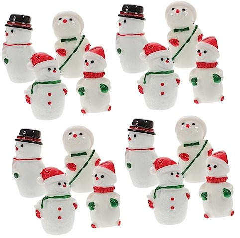 PRETYZOOM 32 STK Weihnachten Schneemann Ornamente Schneemann- Mini- Schneemannfiguren Cute Decor Weihnachtsdekorationen Schneemann-Verzierungen Weihnachts-Schneemann-Stütze Harz