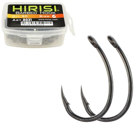 Lot de 50 hameçons de pêche en acier inoxydable revêtus de PTFE avec fil barbelé à haute teneur en carbone, Accessoires de pêche avec oeillet (FBA-8031-6)