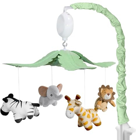 Feisike Jungle Safari Baby Crib Mobile with 35 Soothing Lullabies & 3 Modes - Adjustable Nursery Mobiles for Boys & Girls, Animal-Themed Nursery Decor Musical Mobile for Crib or Bassinet