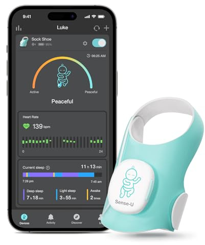 Sense-U Calcetín Inteligente Tipo Zapato para Bebés – Monitorea la frecuencia cardíaca, el Movimiento y el sueño del bebé para Mayor Tranquilidad. Monitor de pie Infantil