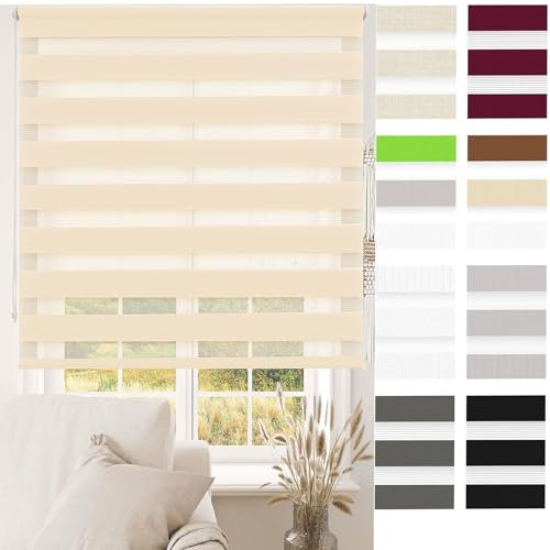 Tragbares Verdunkelungsrollo, 50 x 340 cm, einfache Montage, Thermo-Schattenschutz, mit Montagezubehör, für Kinderzimmer, Schlafzimmer und Reisen, Beige