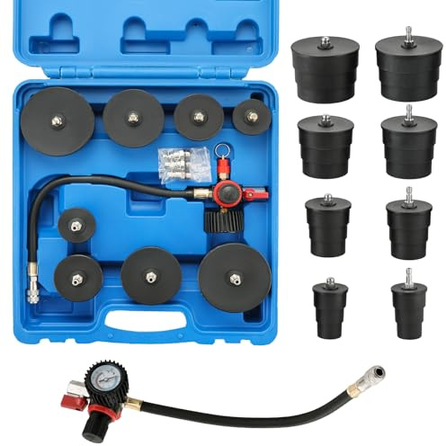 DASBET Turbo System Leakage Tester Kit, Turbo Boost Leak Tester Set with 4 Pairs of Stepped Adapters 1-3/8 to 3-1/2, Turbo Pressure Leakage Tester for Cooling Emissions Exhaust Pipes